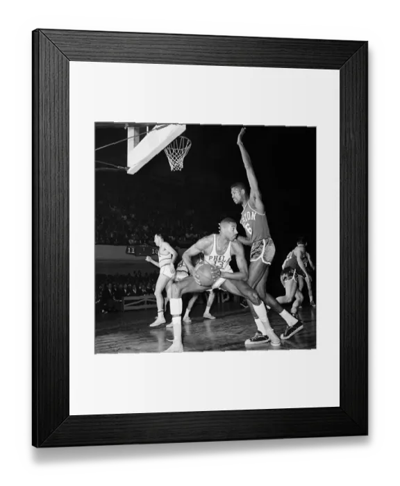Framed Print : Russell Blocking Chamberlain in Game Framed Print : Russell Blocking Chamberlain in Game