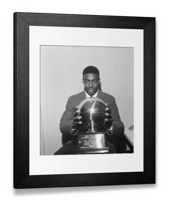 Framed Print : Oscar Robertson Holding Trophy Framed Print : Oscar Robertson Holding Trophy