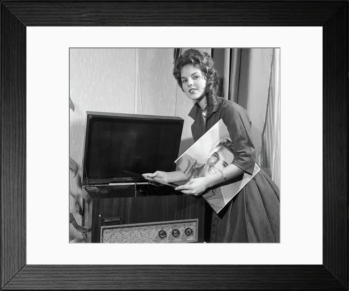 Framed Print : Priscilla Beaulieu Playing an Elvis Presley Record Framed Print : Priscilla Beaulieu Playing an Elvis Presley Record