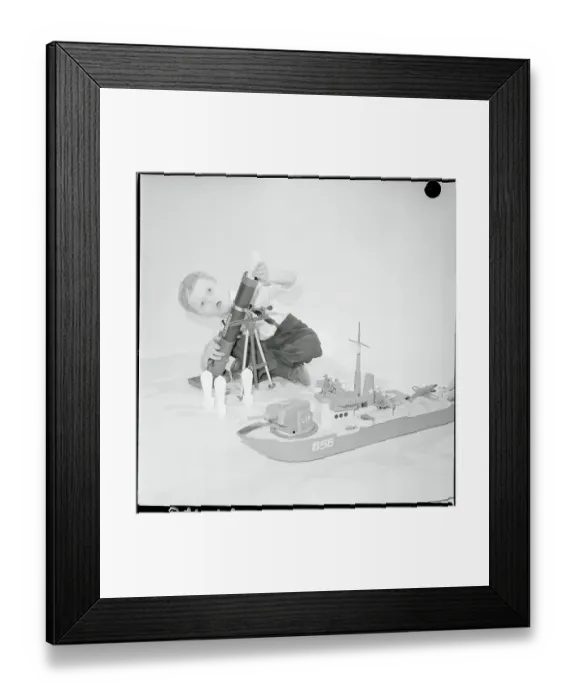 Framed Print : Boy Playing with Toys