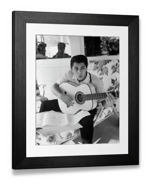 Framed Print : Paul Anka Practices Singing with Guitar Framed Print : Paul Anka Practices Singing with Guitar
