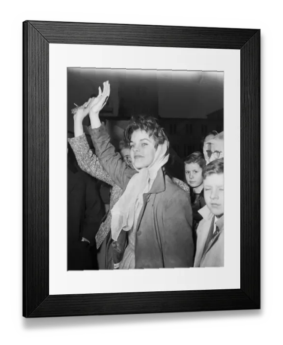 Framed Print : Elvis Presley's Girlfriend Priscilla Waving Goodbye Framed Print : Elvis Presley's Girlfriend Priscilla Waving Goodbye