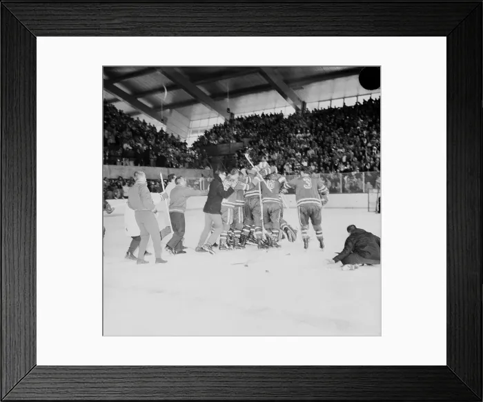 Framed Print : Fans Jumping on Olympics Hockey Rink Framed Print : Fans Jumping on Olympics Hockey Rink