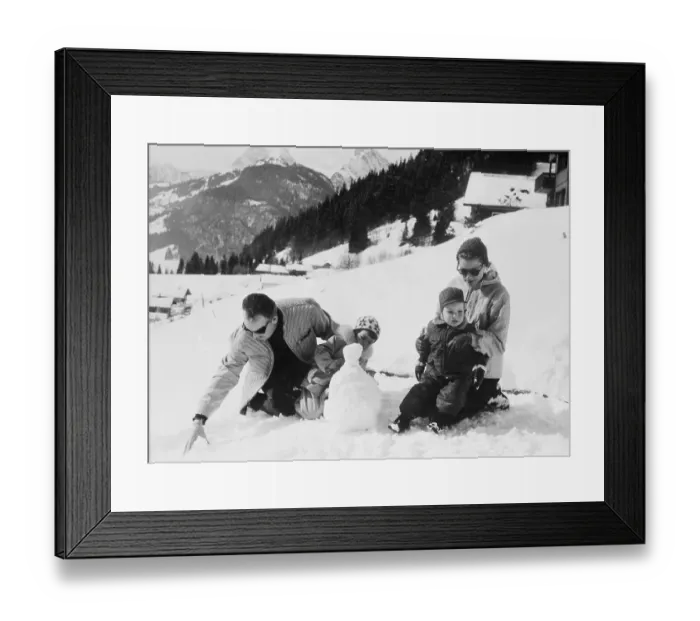 Framed Print : Prince Rainier Playing in the Snow with His Family Framed Print : Prince Rainier Playing in the Snow with His Family