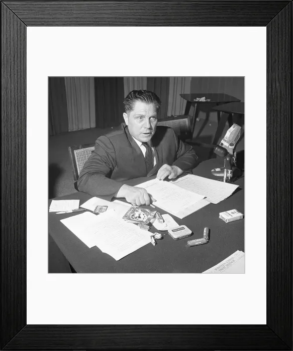 Framed Print : Jimmy Hoffa Seated at Desk