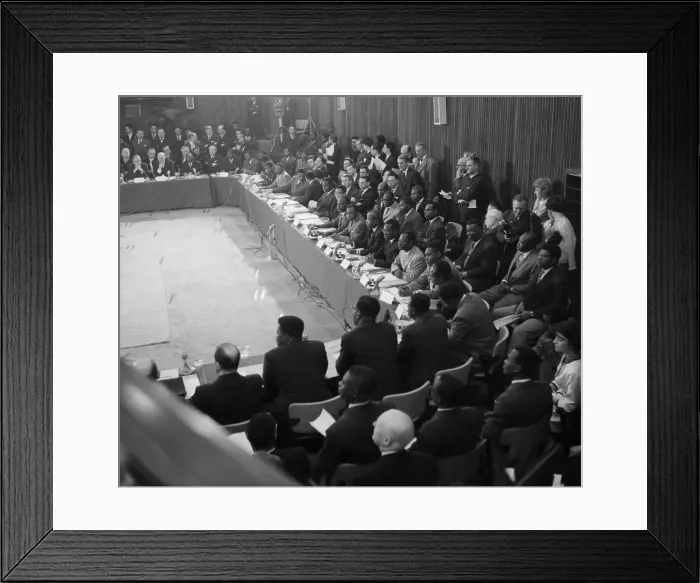 Framed Print : Congolese Delegates Seated at Table Framed Print : Congolese Delegates Seated at Table
