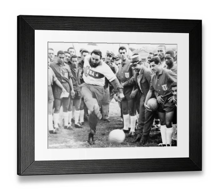 Framed Print : Fidel Castro Kicking Soccer Ball Framed Print : Fidel Castro Kicking Soccer Ball