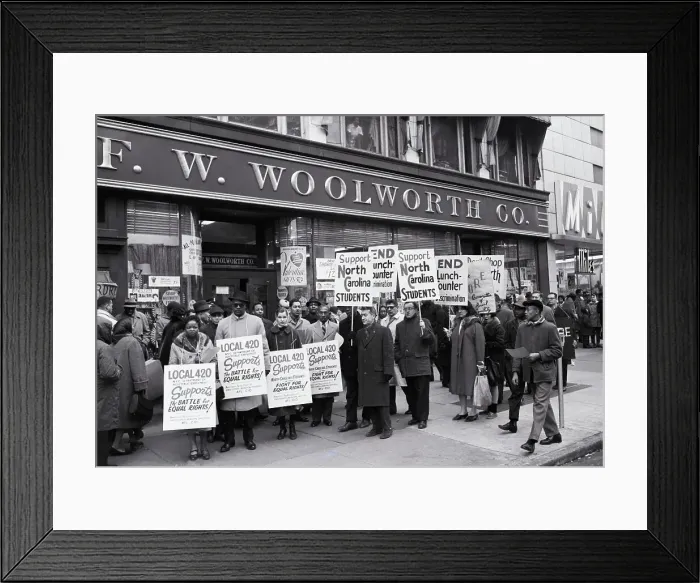 Framed Print : Protesters in Front Of Woolworth in Harlem Framed Print : Protesters in Front Of Woolworth in Harlem