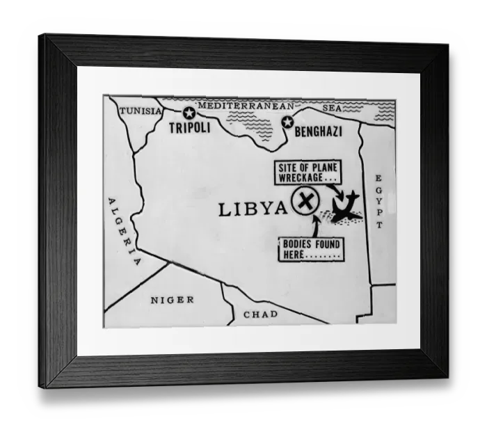 Framed Print : Map Showing Site of WWII Plane Crash Framed Print : Map Showing Site of WWII Plane Crash