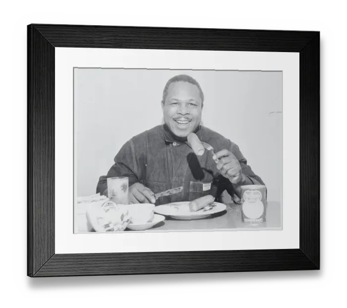 Framed Print : Boxer Archie Moore Eating German Meal Framed Print : Boxer Archie Moore Eating German Meal