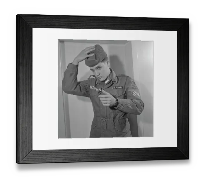 Framed Print : Elvis Presley Wearing Military Uniform Framed Print : Elvis Presley Wearing Military Uniform