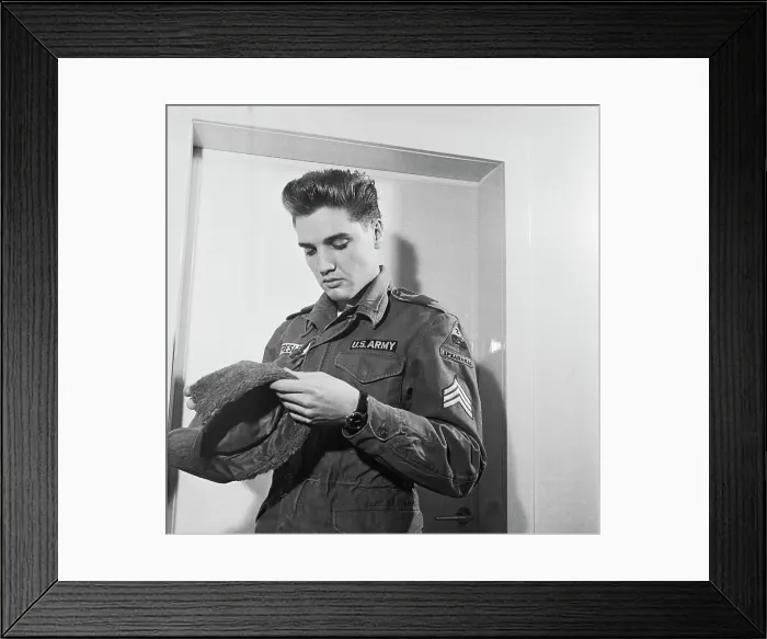 Framed Print : Elvis Presley Wearing Military Uniform Framed Print : Elvis Presley Wearing Military Uniform