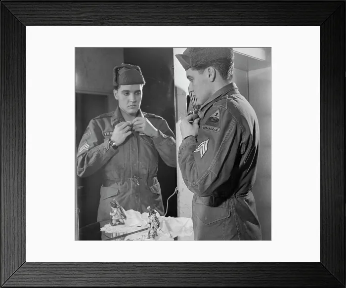 Framed Print : Elvis Presley Wearing Military Uniform Framed Print : Elvis Presley Wearing Military Uniform