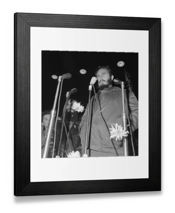 Framed Print : Fidel Castro Speaking at Microphones Framed Print : Fidel Castro Speaking at Microphones