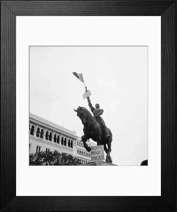Framed Print : Sign on Statue of Joan of Arc at Plateaus Des Glieres Framed Print : Sign on Statue of Joan of Arc at Plateaus Des Glieres