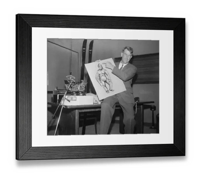 Framed Print : Sir Edmund Hillary with Drawing of Abominable Snowman Framed Print : Sir Edmund Hillary with Drawing of Abominable Snowman
