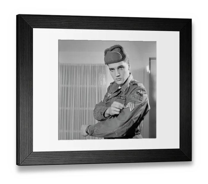Framed Print : Elvis Presley Showing His Army Stripes