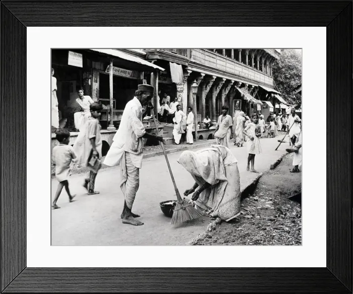 Framed Print : Indian Villagers Sweeping Street Framed Print : Indian Villagers Sweeping Street