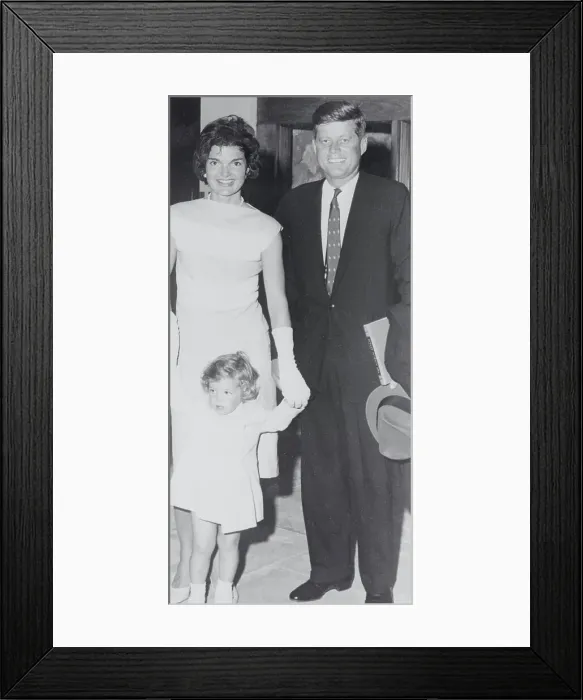 Framed Print : Mr. and Mrs. John F. Kennedy with Daughter Caroline Framed Print : Mr. and Mrs. John F. Kennedy with Daughter Caroline