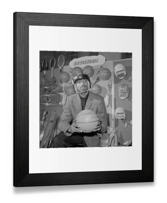 Framed Print : Wilt Chamberlain Holding a Basketball Framed Print : Wilt Chamberlain Holding a Basketball