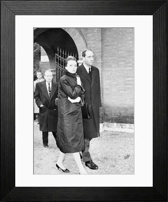 Framed Print : Audrey Hepburn and Mel Ferrer Leaving Funeral Service Framed Print : Audrey Hepburn and Mel Ferrer Leaving Funeral Service