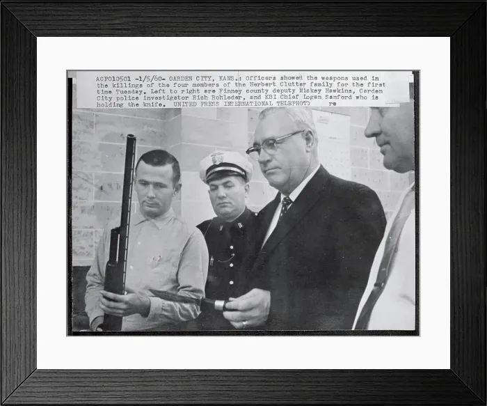 Framed Print : Investigators Displaying Clutter Murder Weapons Framed Print : Investigators Displaying Clutter Murder Weapons