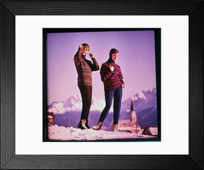 Framed Print : Girls Modeling Ski Boots Framed Print : Girls Modeling Ski Boots