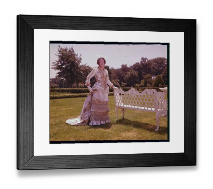 Framed Print : Woman Modeling Gown on Lawn Framed Print : Woman Modeling Gown on Lawn
