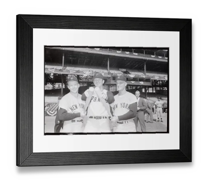 Framed Print : Portrait of Baseball Heavy Hitters Posing with Baseball Bats