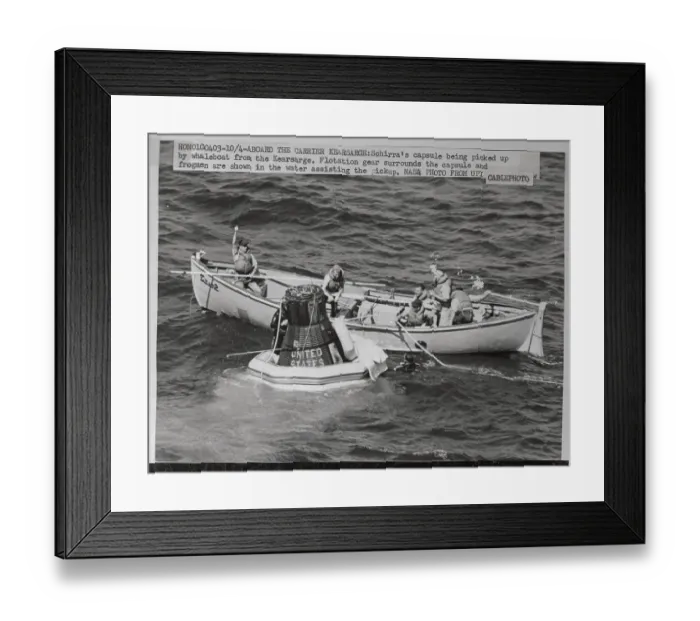 Framed Print : Capsule with Walter Schirra Being Picked Up Framed Print : Capsule with Walter Schirra Being Picked Up