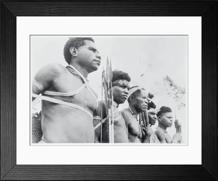Framed Print : New Guinea Natives Pausing Framed Print : New Guinea Natives Pausing