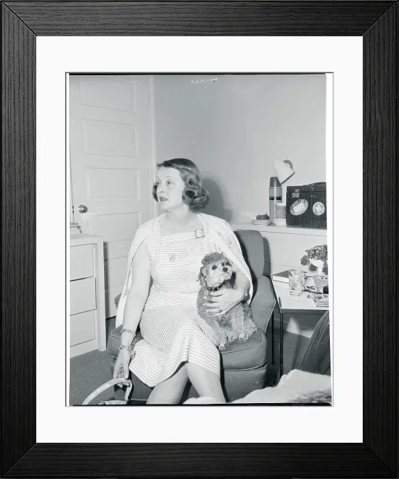 Framed Print : Actress Bette Davis Sitting With Her Dog Framed Print : Actress Bette Davis Sitting With Her Dog