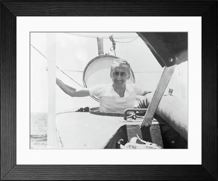 Framed Print : Jacques Cousteau in Submarine Framed Print : Jacques Cousteau in Submarine