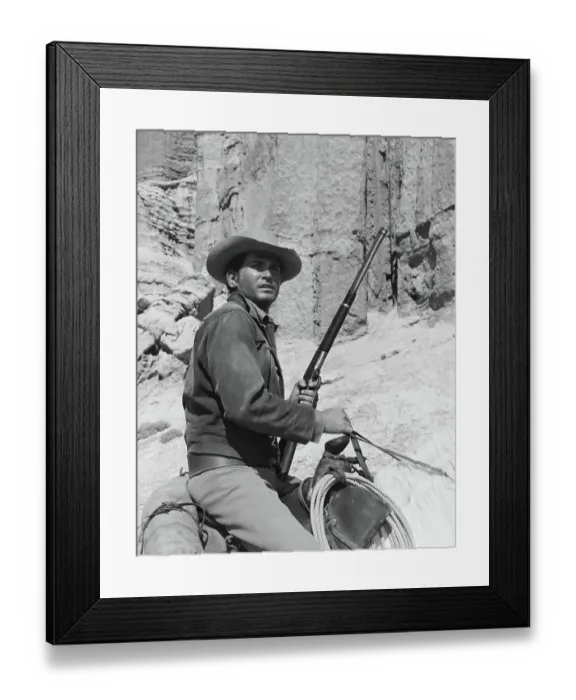 Framed Print : Actor Michael Landon of Bonanza Pausing on Horseback Framed Print : Actor Michael Landon of Bonanza Pausing on Horseback