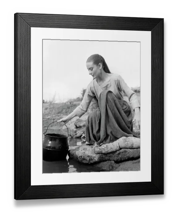 Framed Print : Audrey Hepburn Scooping Water from River Framed Print : Audrey Hepburn Scooping Water from River