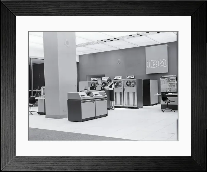 Framed Print : Large Early Computers in Room Framed Print : Large Early Computers in Room
