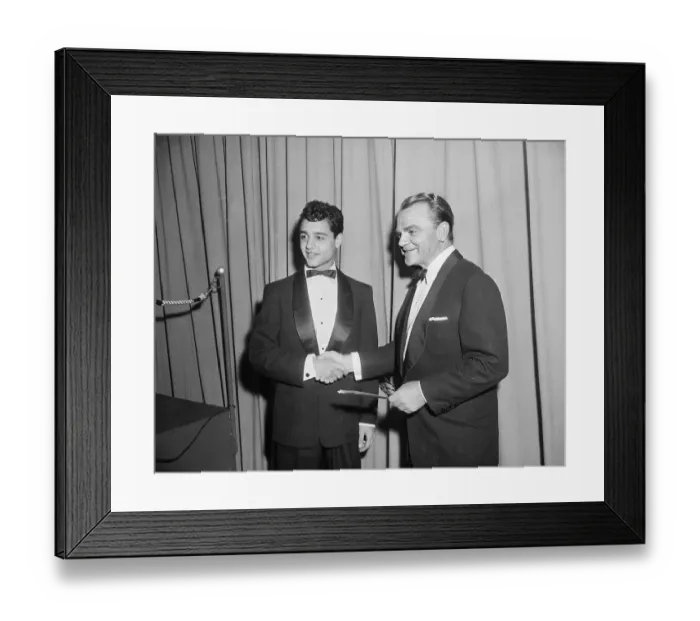 Framed Print : Sal Mineo Posing with James Cagney Framed Print : Sal Mineo Posing with James Cagney