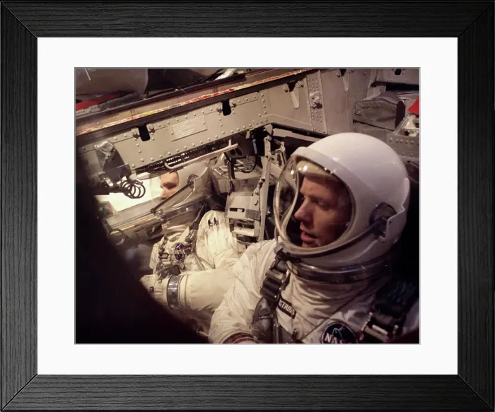 Framed Print : David Scott and Neil Armstong Sitting Inside Spacecraft