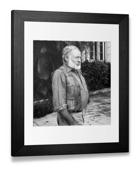 Framed Print : Author Ernest Hemingway in Yard Framed Print : Author Ernest Hemingway in Yard