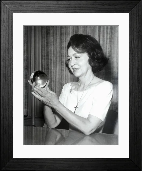 Framed Print : Jeane Dixon Holding a Crystal Ball