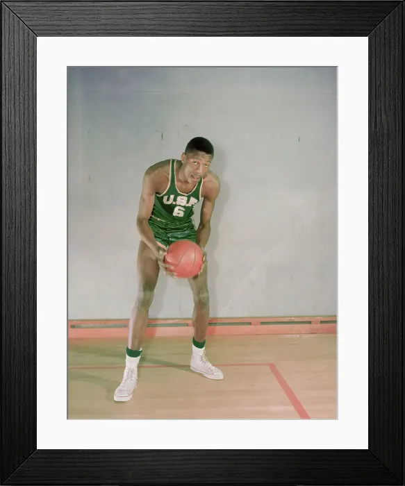 Framed Print : Bill Russell Holding Basketball