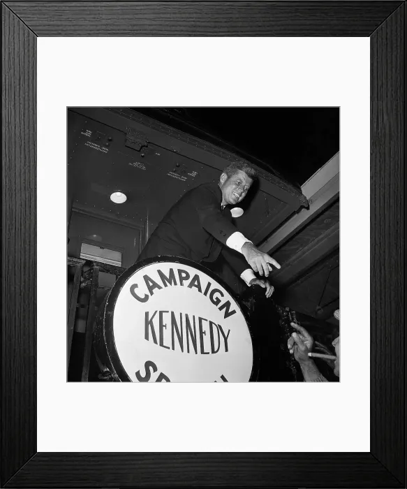 Framed Print : Kennedy Reaches Down to Crowd