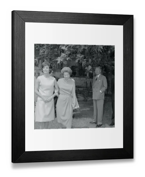 Framed Print : Jackie Kennedy Walking with Queen Frederica of Greece