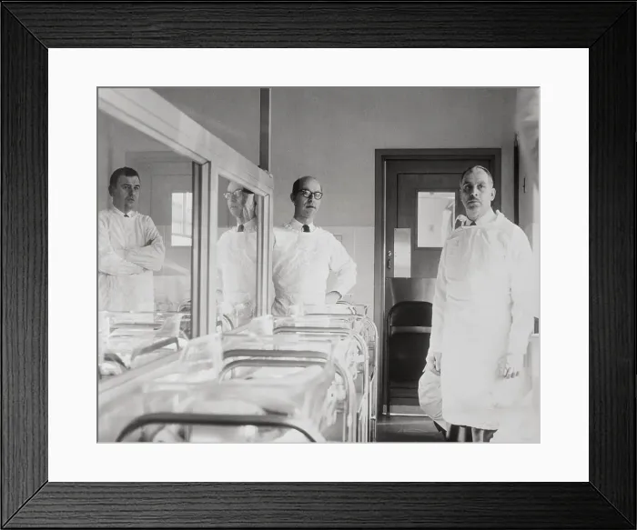 Framed Print : Dr. Lee Salk in Hospital Ward Framed Print : Dr. Lee Salk in Hospital Ward