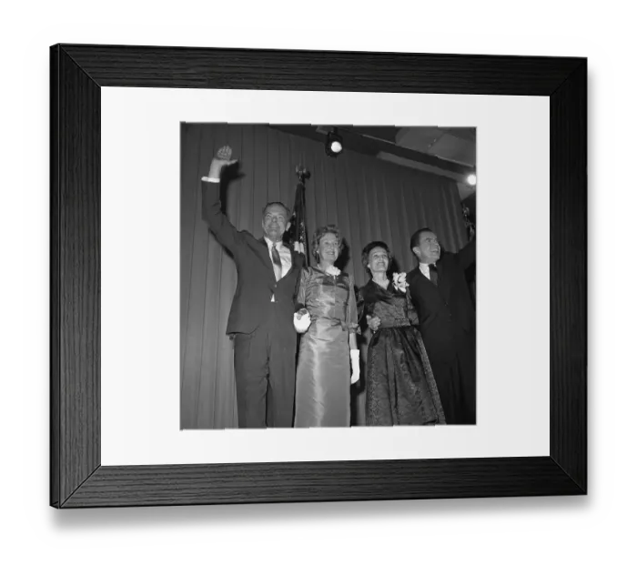 Framed Print : Nixon with Running Mate and Their Wives Framed Print : Nixon with Running Mate and Their Wives