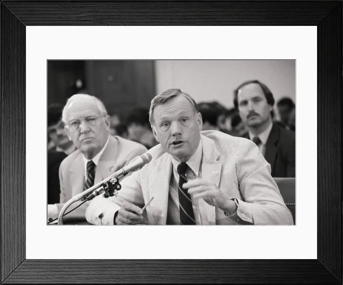 Framed Print : Neil Armstrong Answering Question