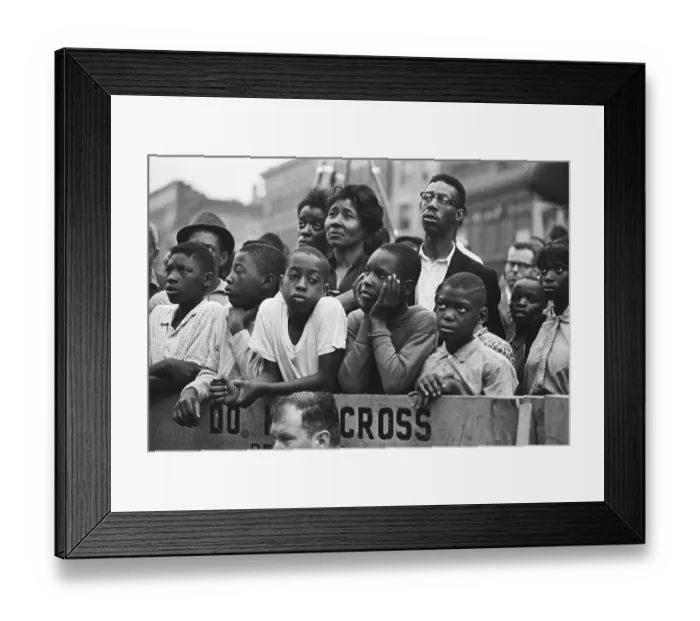 Framed Print : African Americans Behind Police Barrier Framed Print : African Americans Behind Police Barrier