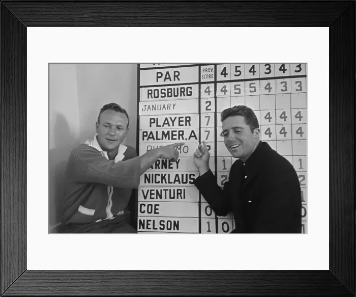 Framed Print : Arnold Palmer and Gary Player Pointing at Golf Scores Framed Print : Arnold Palmer and Gary Player Pointing at Golf Scores