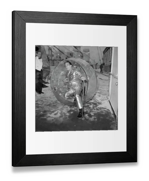 Framed Print : Salvador Dali Exits His Ovocipede Framed Print : Salvador Dali Exits His Ovocipede