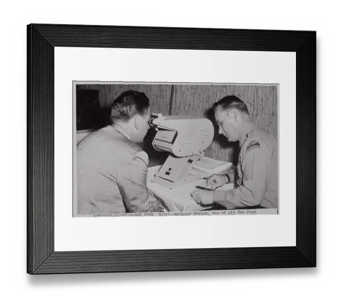 Framed Print : Man Having Visual Reflexes Tested Framed Print : Man Having Visual Reflexes Tested